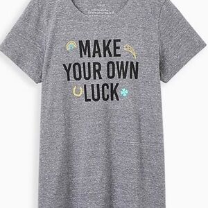 Torrid Gray Short Sleeve Tee Make Your Own Luck